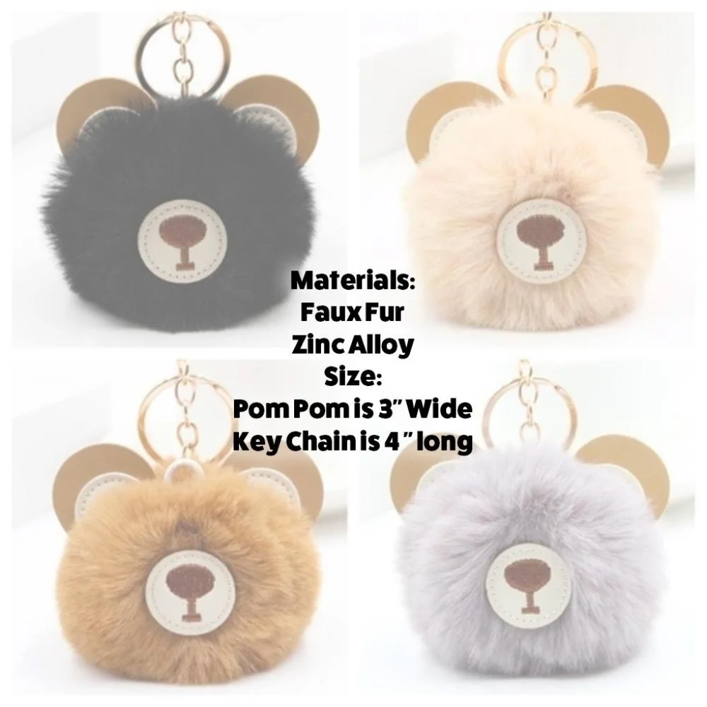 Teddy Bear Pom Pom Key Chain